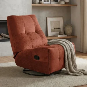 Poltrona relax girevole LISON velluto terracotta screziato ZOY