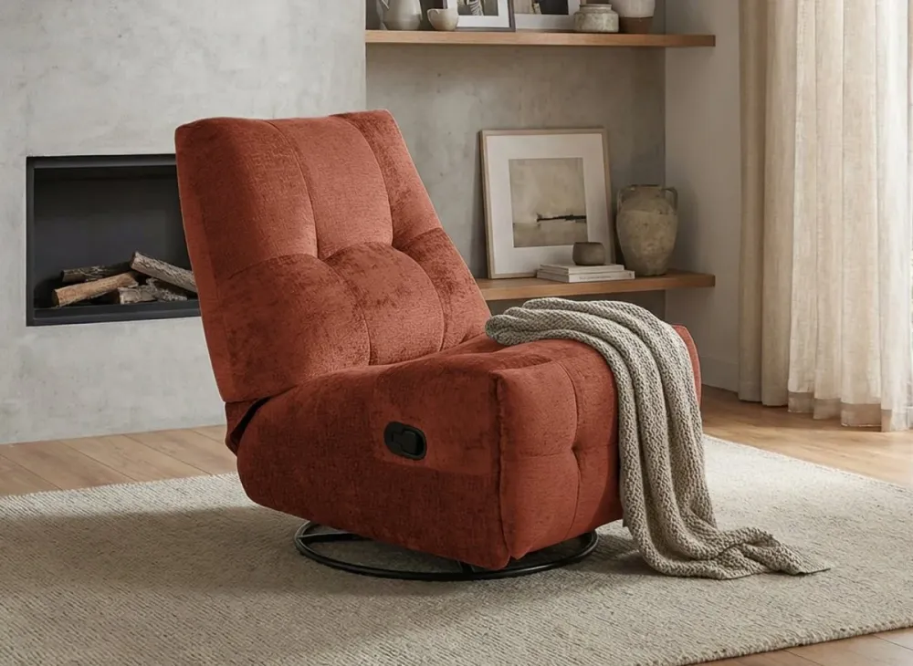 Poltrona relax girevole LISON velluto terracotta screziato ZOY