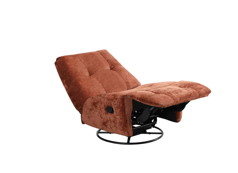 Poltrona relax girevole LISON velluto terracotta screziato ZOY