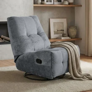 Poltrona relax girevole velluto grigio screziato LISON ZOY