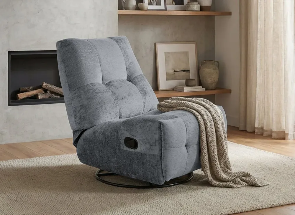 Poltrona relax girevole velluto grigio screziato LISON ZOY