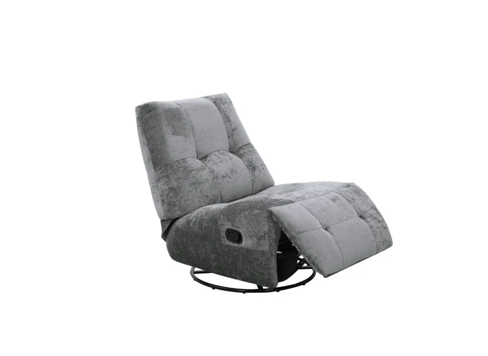 Poltrona relax girevole velluto grigio screziato LISON ZOY