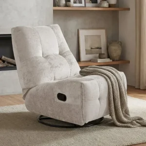 Poltrona relax girevole velluto screziato beige LISON ZOY