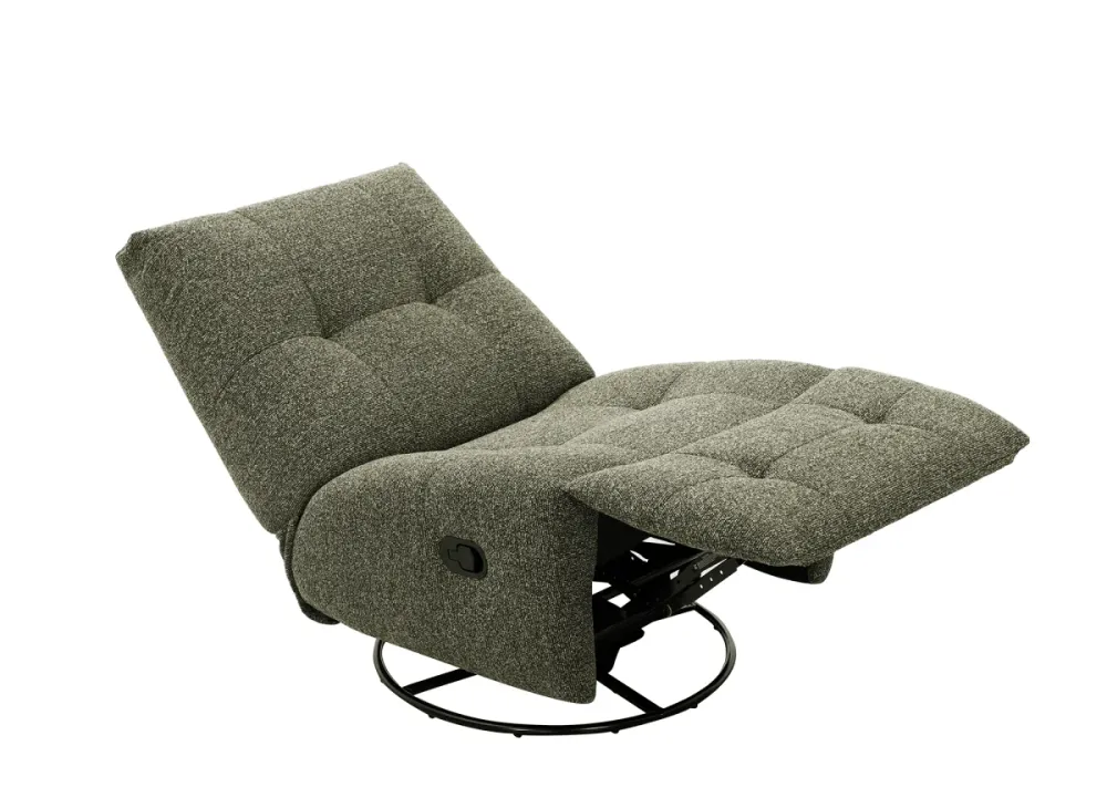 Poltrona relax girevole velluto strutturato verde kaki LISON ZOY