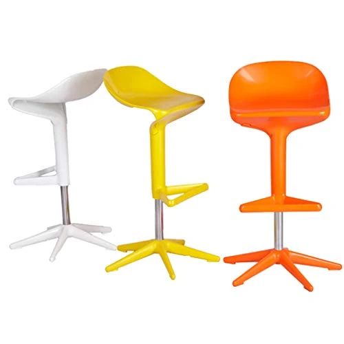 ZRN Set di 3 Moderni sgabelli da Bar, Esterno plastica PP, Regolabile Altezza, Maniglia Nascosta, poggiapiedi e Base Metal...