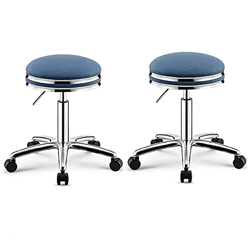 Set Di 2 Sgabelli Da Bar/Sgabello Rulli, Ascensore (H47-62CM) E Sedia Per Computer Rotante 360 °, Per Parrucchieri/Salone...