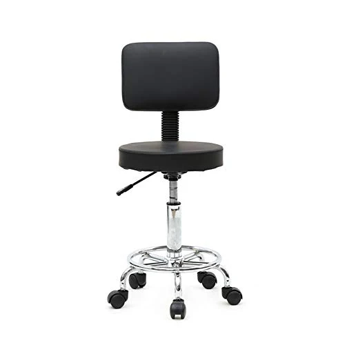 ZXYDD - Sgabello da Salone Regolabile con Schienale Nero, per Parrucchiere, Manicure, Tatuaggi, Terapia di Bellezza, Centr...
