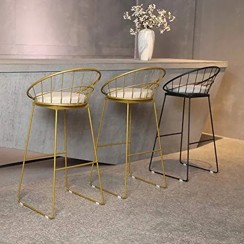 ZYCW Sgabelli da Bar, Alta Sedia da Cucina Stile Industriale Rivestimento Gambe Metallo con Schienale, per Cucina Soggiorn...