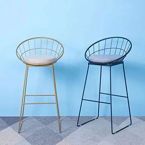 ZYCW Sgabelli da Bar, Alta Sedia da Cucina Stile Industriale Rivestimento Gambe Metallo con Schienale, per Cucina Soggiorn...