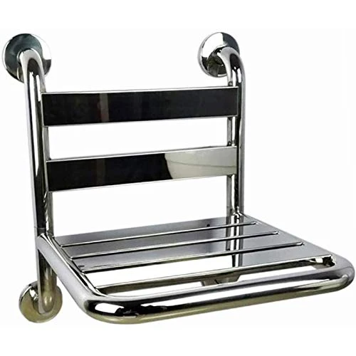 ZYQDRZ Sedia da Doccia Fissa Parete Acciaio Inox, Sgabello da Parete per Anziani Bagno Sicuro, Sedile da Bagno Senza Barri...