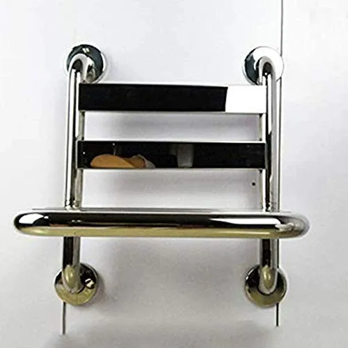 ZYQDRZ Sedia da Doccia Fissa Parete Acciaio Inox, Sgabello da Parete per Anziani Bagno Sicuro, Sedile da Bagno Senza Barri...