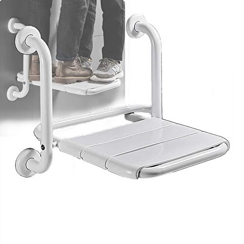 ZYQDRZ Sedile da Bagno Pieghevole, Bagno Sgabello Doccia per Anziani, Sgabello Doccia Corrimano per Disabili, Molto Forte...