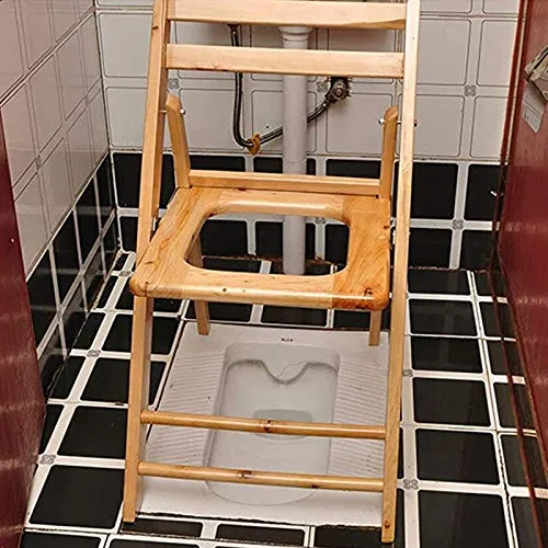ZYQDRZ Sedile per Servizi Igienici Pubblici, Sedile Legno Massello Pieghevole, Bagno Sgabello Doccia Antiscivolo, Sedia da...
