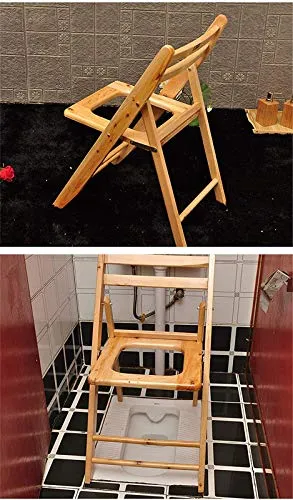 ZYQDRZ Sedile per Servizi Igienici Pubblici, Sedile Legno Massello Pieghevole, Bagno Sgabello Doccia Antiscivolo, Sedia da...