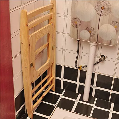 ZYQDRZ Sedile per Servizi Igienici Pubblici, Sedile Legno Massello Pieghevole, Bagno Sgabello Doccia Antiscivolo, Sedia da...