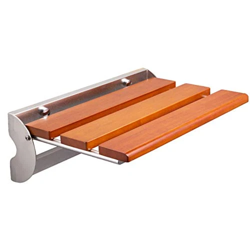 ZYQDRZ Sgabello Termali Muro Soffietto Teak Teak Metallo, Sgabello da Bagno per Balneazione per Anziani, Il Carico Massimo...