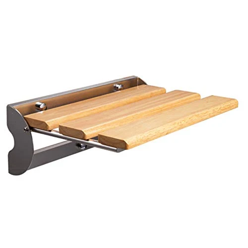 ZYQDRZ Sgabello Termali Muro Soffietto Teak Teak Metallo, Sgabello da Bagno per Balneazione per Anziani, Il Carico Massimo...