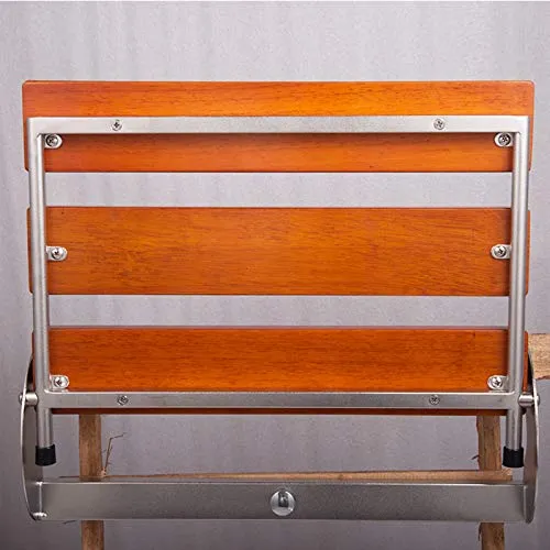 ZYQDRZ Sgabello Termali Muro Soffietto Teak Teak Metallo, Sgabello da Bagno per Balneazione per Anziani, Il Carico Massimo...