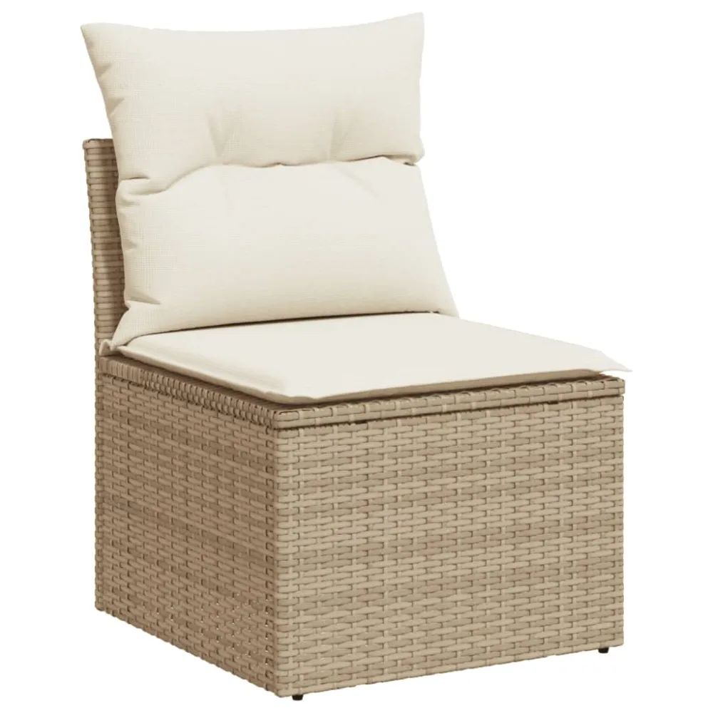 Divano modulare da esterno rattan beige con cuscini bianco crema