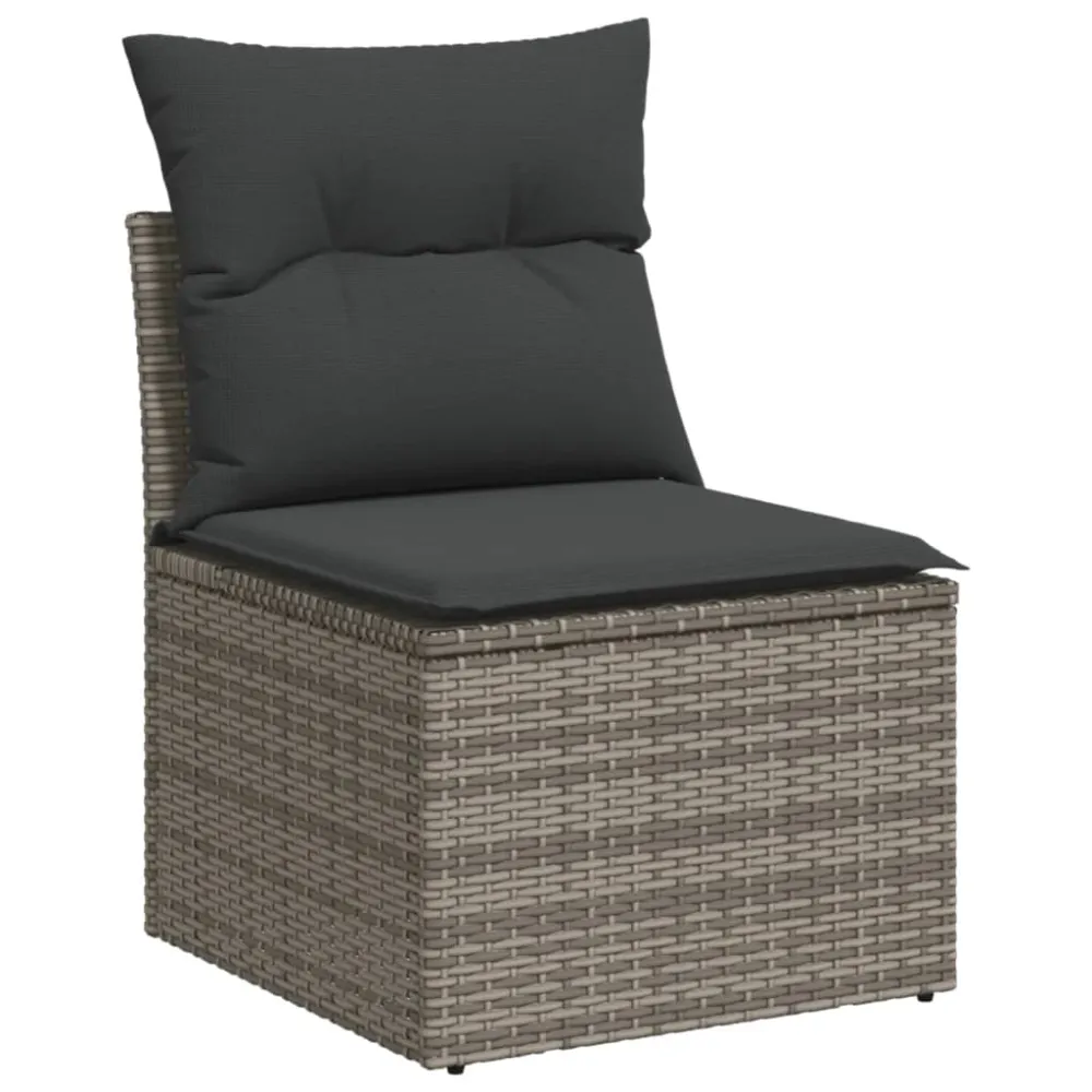 Divano modulare da esterno rattan grigio con cuscini grigio scuro