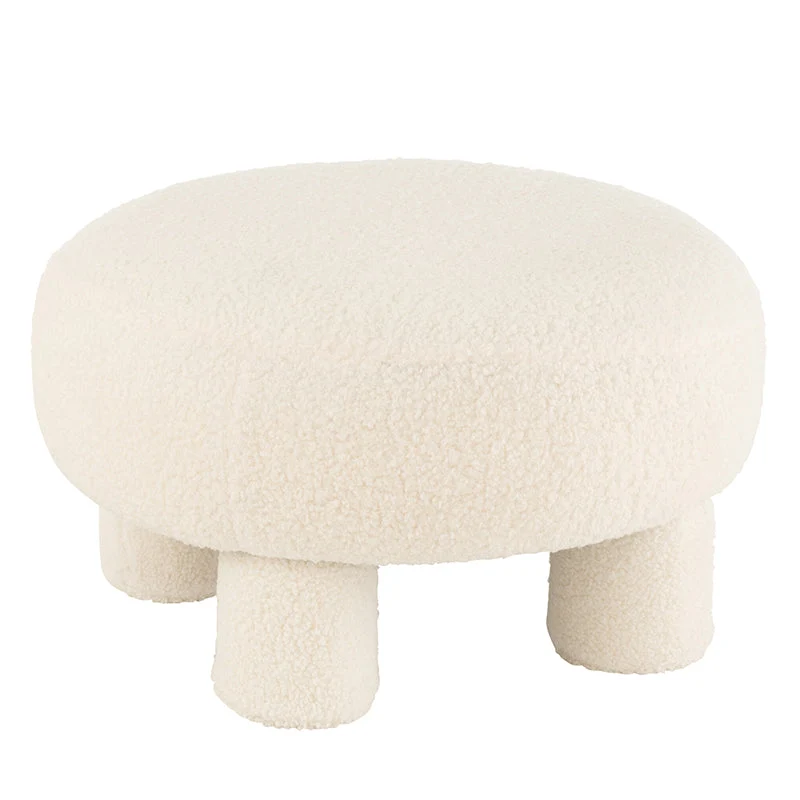 Pouf Poggiapiedi Lana Sintetica Rasata colore Bianco