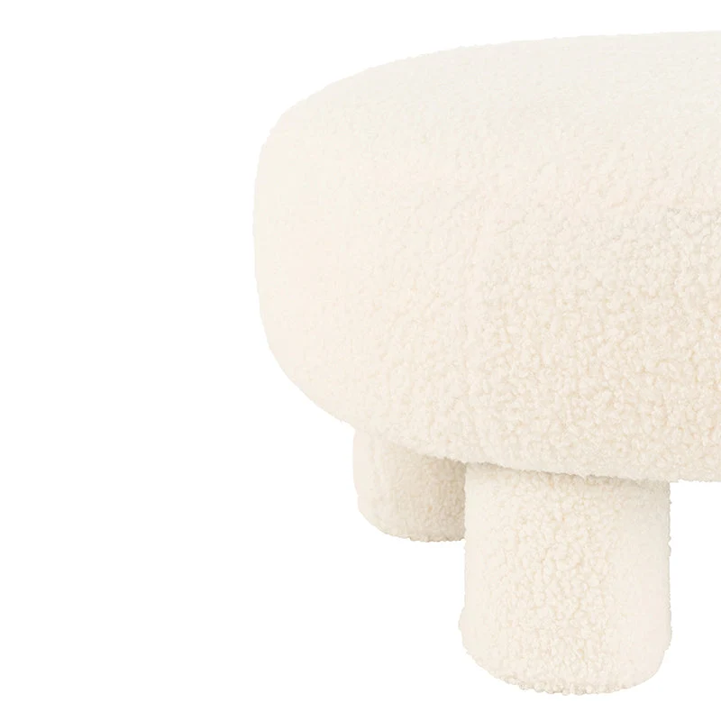 Pouf Poggiapiedi Lana Sintetica Rasata colore Bianco
