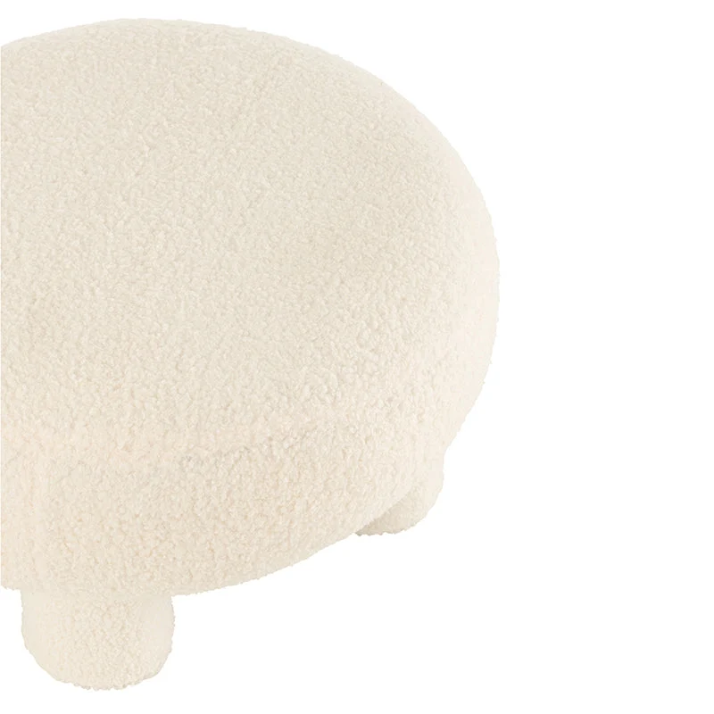 Pouf Poggiapiedi Lana Sintetica Rasata colore Bianco