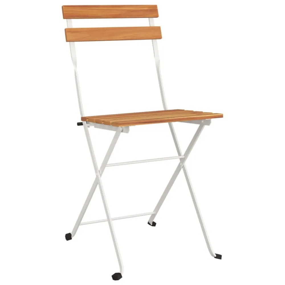 Sedie Pieghevoli da Bistrò 4 pz Legno Massello Acacia e Acciaio con 2 Poltrone e Pouf