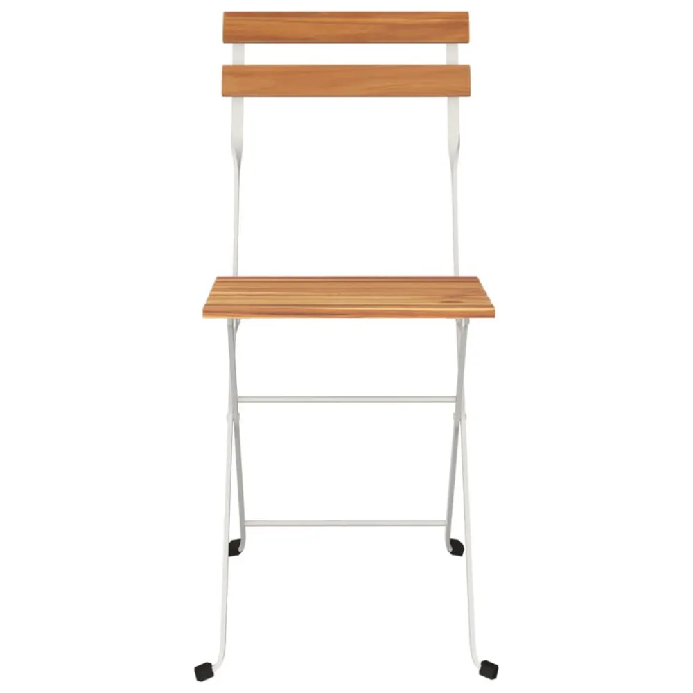 Sedie Pieghevoli da Bistrò 4 pz Legno Massello Acacia e Acciaio con 2 Poltrone e Pouf