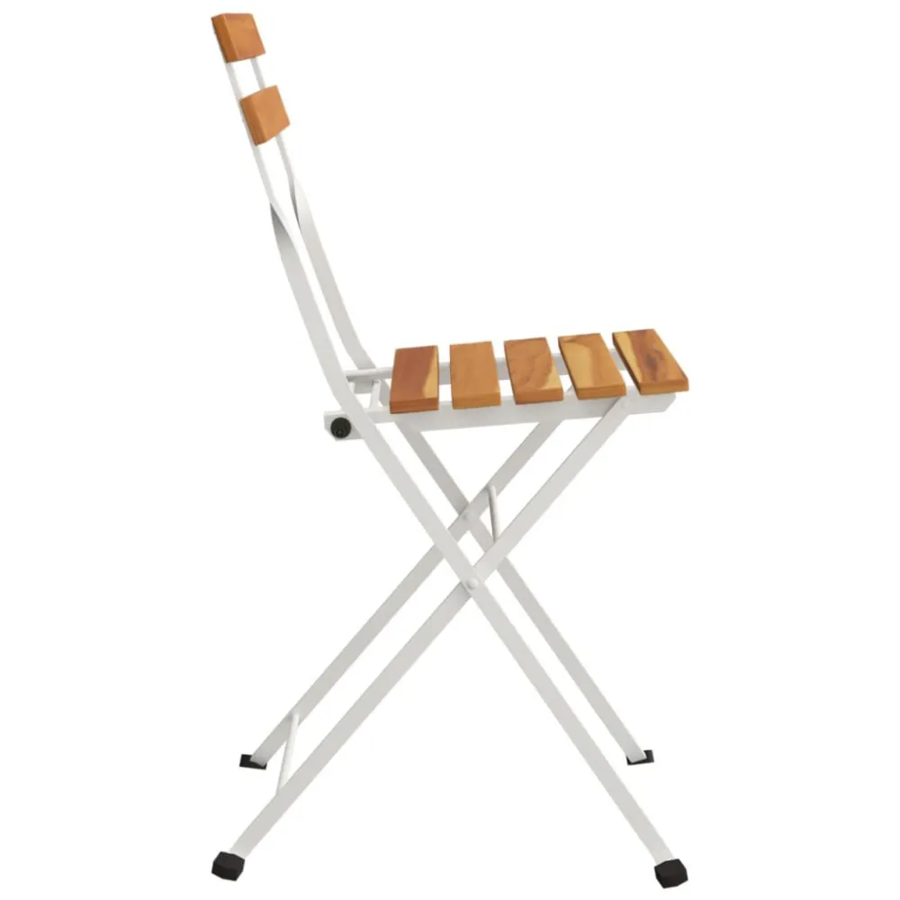 Sedie Pieghevoli da Bistrò 4 pz Legno Massello Acacia e Acciaio con 2 Poltrone e Pouf