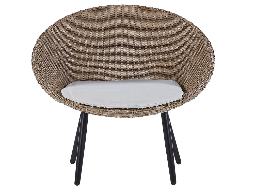 Set bistro rattan color naturale ORTIGIA con 2 Poltrone e Pouf