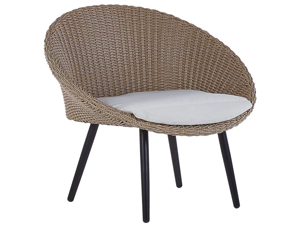 Set bistro rattan color naturale ORTIGIA con 2 Poltrone e Pouf