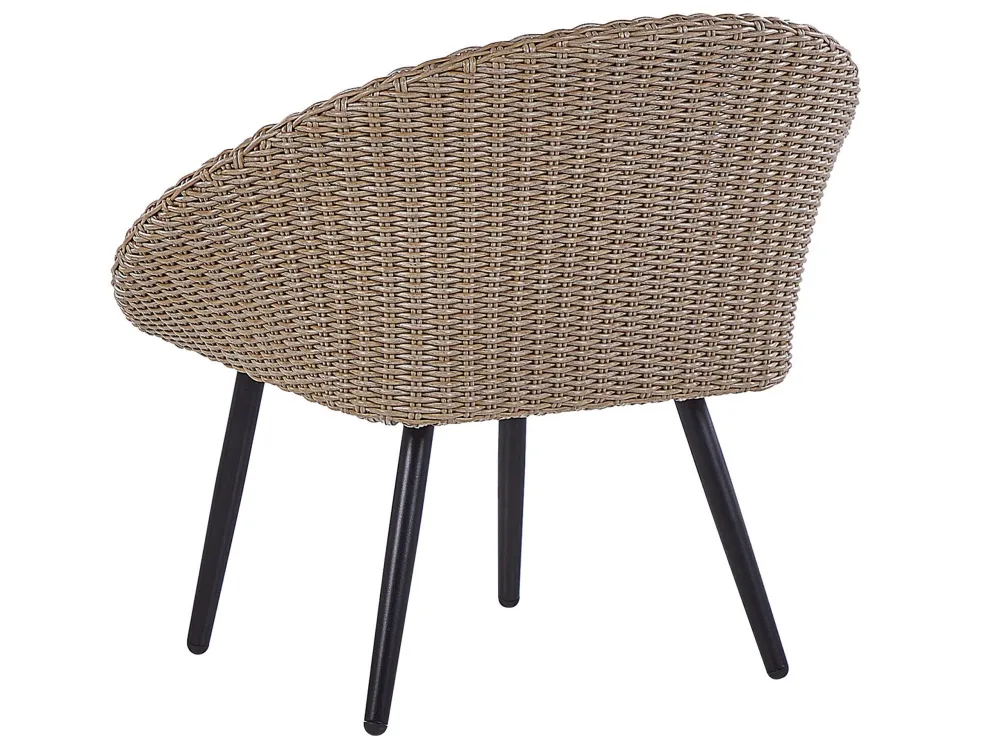 Set bistro rattan color naturale ORTIGIA con 2 Poltrone e Pouf