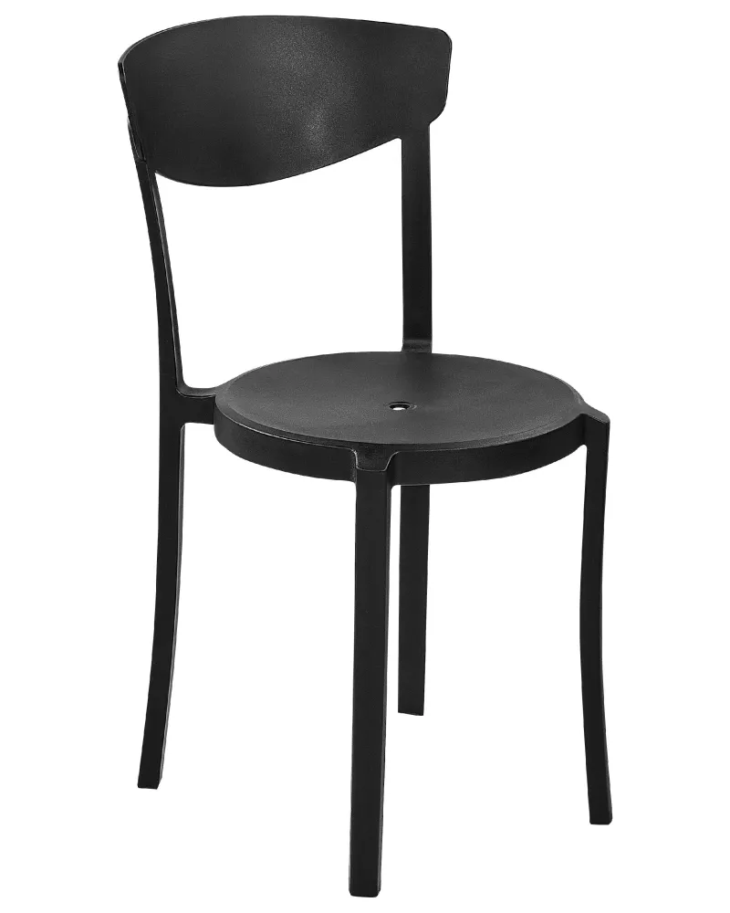 Set 8 Dining Chairs VIESTE Nero puro con 2 Poltrone e Pouf