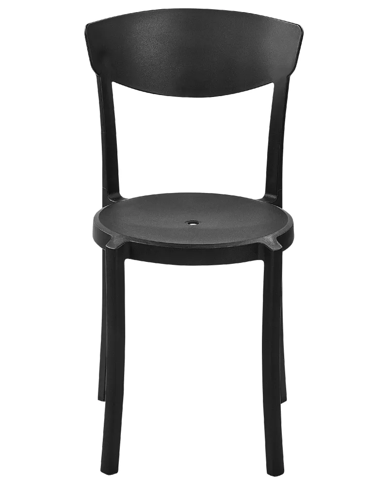 Set 8 Dining Chairs VIESTE Nero puro con 2 Poltrone e Pouf
