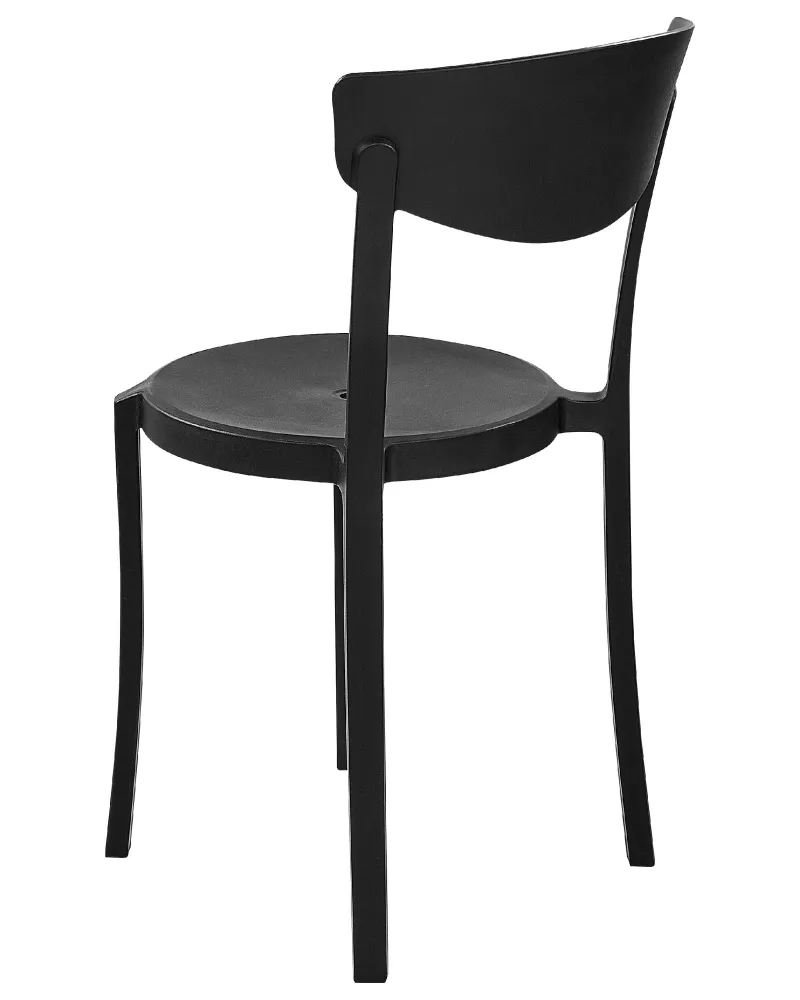 Set 8 Dining Chairs VIESTE Nero puro con 2 Poltrone e Pouf