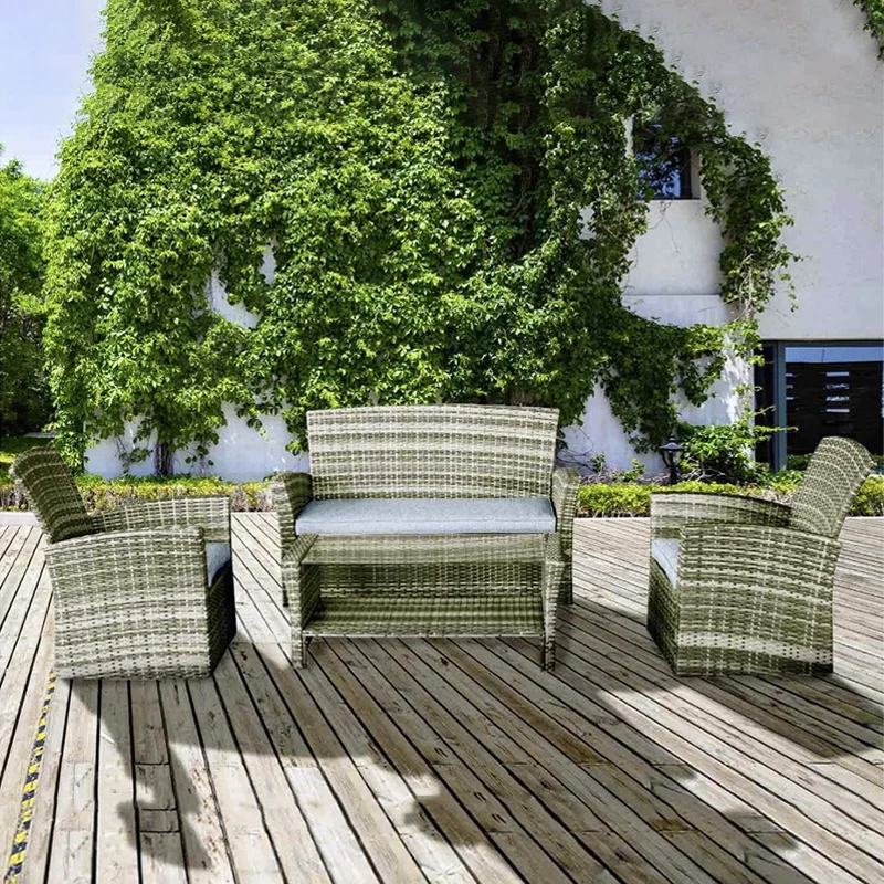 Set Esterno Resistente Salotto per esterno polirattan "Century" divano poltrone e tavolino per giardino