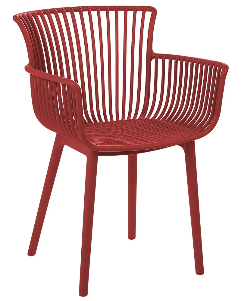 Set 4 Garden Chairs PESARO Red con 2 Poltrone e Pouf