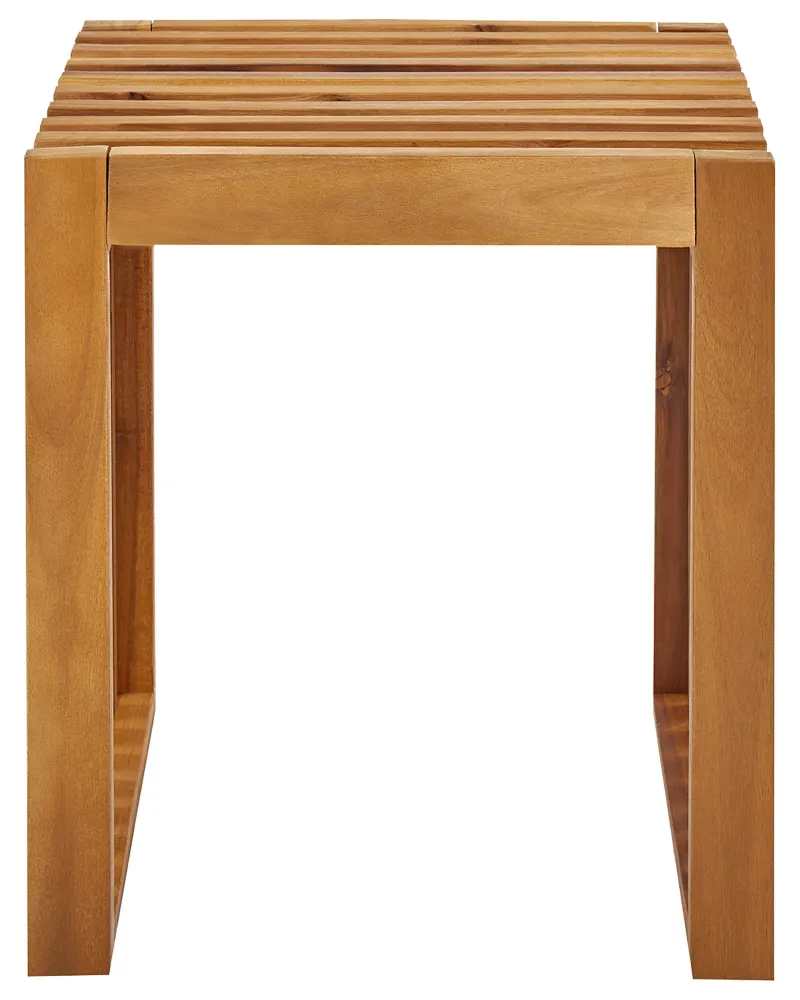 Set 3 Garden Stools BELLANO Acacia Wood Light Wood con 2 Poltrone e Pouf