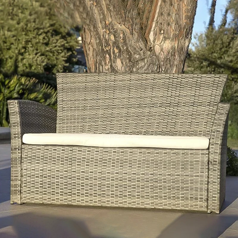 Set Modulare Salotto per esterno polirattan "Century" divano poltrone e tavolino per giardino