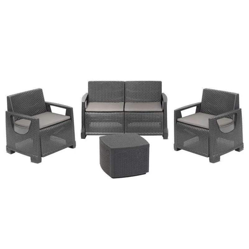 Set per Giardino Set Rattan Bellagio antracite Divano Tavolo e Poltrone – Arredo Giardino