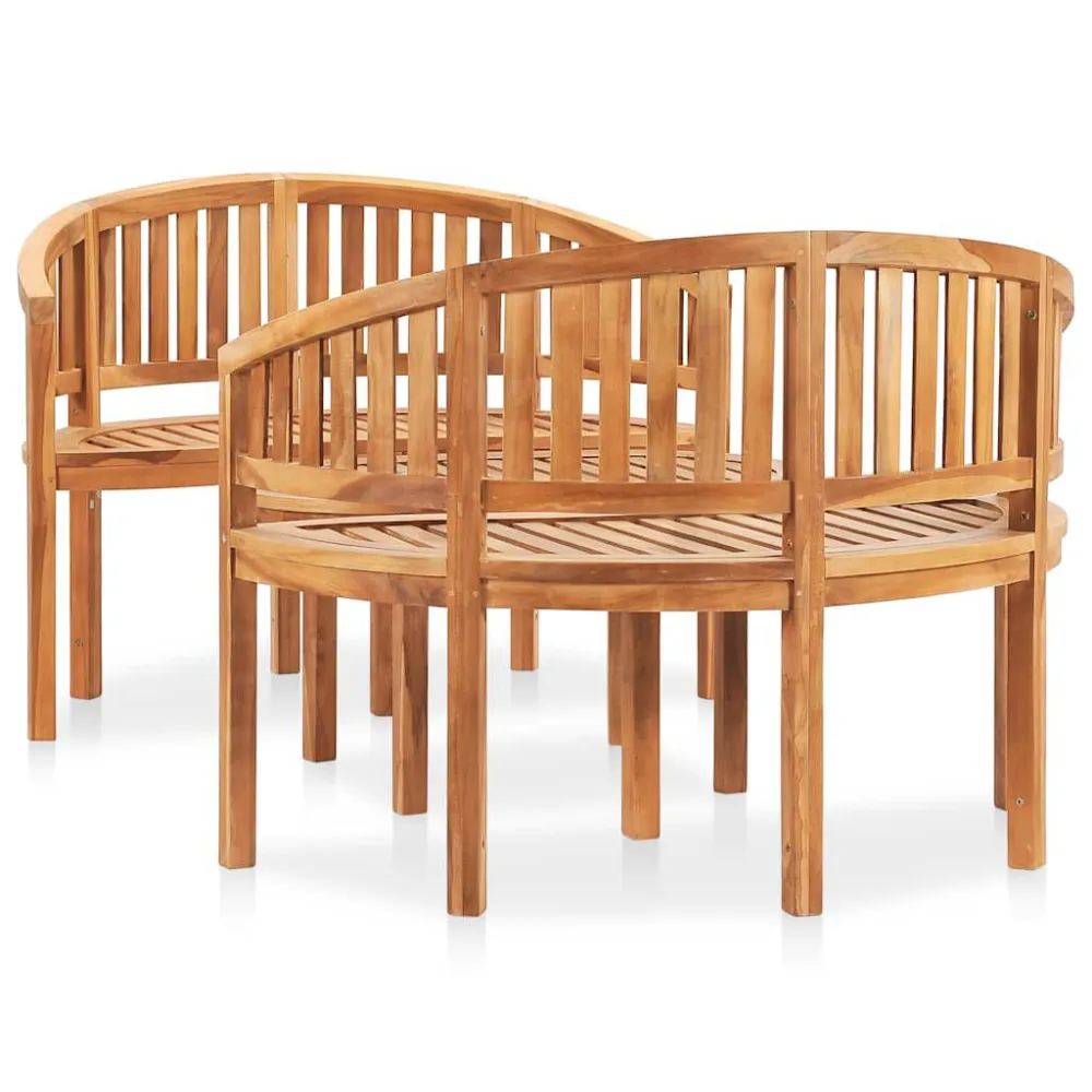 Set Salotto da Giardino 3 pz Design Curvo Massello di Teak con 2 Poltrone e Pouf