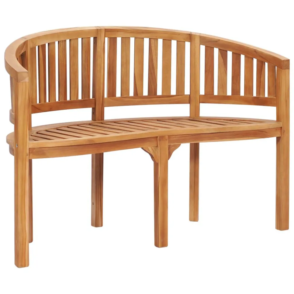 Set Salotto da Giardino 3 pz Design Curvo Massello di Teak con 2 Poltrone e Pouf