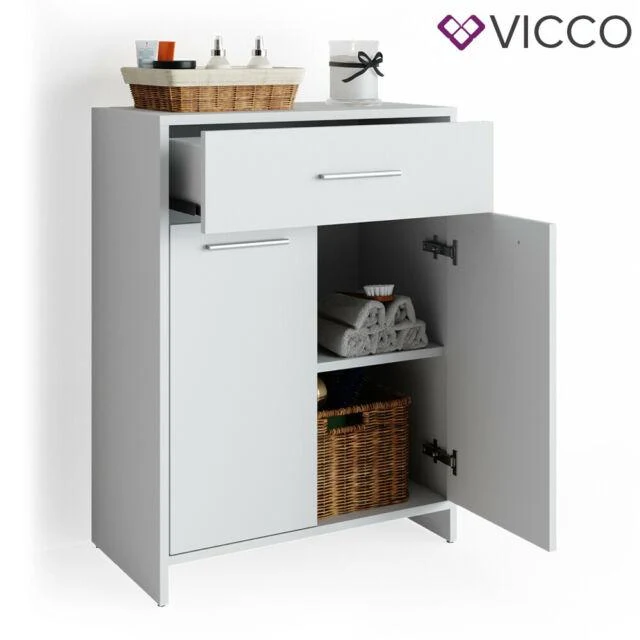 VICCO Armadietto da bagno KIKO 80 x 60 cm bianco - Armadietto colonna Bagno