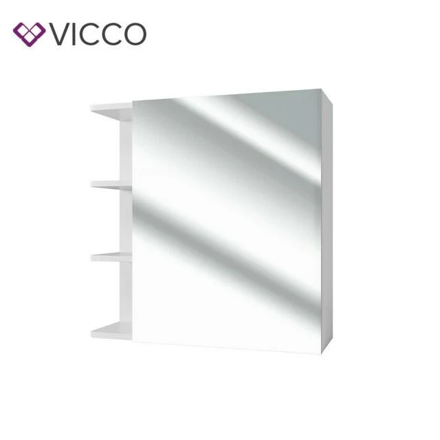 Vicco Armadietto con specchio Fynn Specchio per il bagno bianco con ripiani
