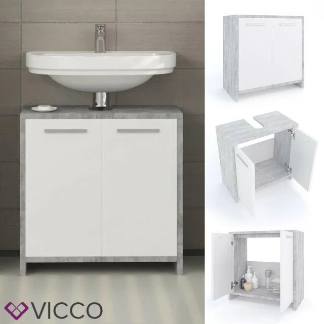 Vicco Mobile sottolavabo Kiko Armadietto per lavandino Cemento