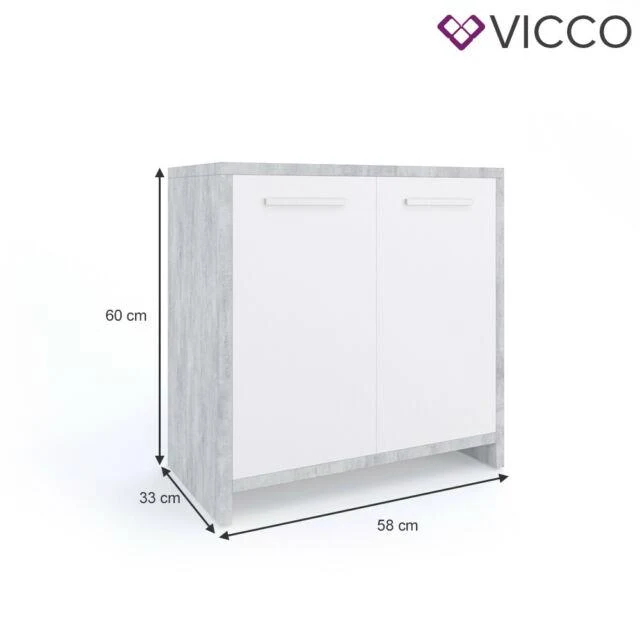 Vicco Mobile sottolavabo Kiko Armadietto per lavandino Cemento