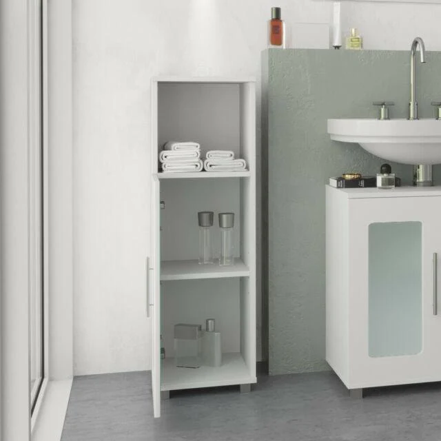 Vicco Mobiletto medio per bagno Rayk Armadietto per bagno Vetro Bianco