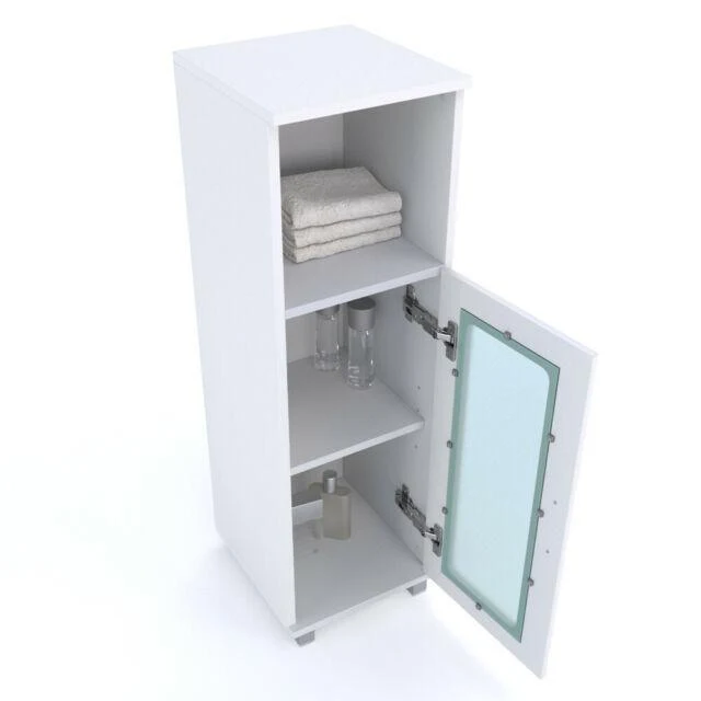 Vicco Mobiletto medio per bagno Rayk Armadietto per bagno Vetro Bianco