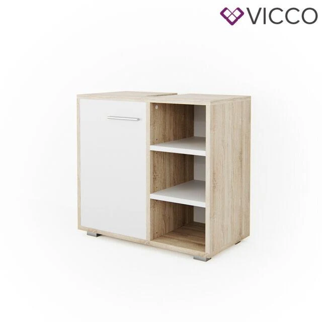 Vicco Mobile sottolavabo Perry Armadietto lavabo bagno Bianco Sonoma